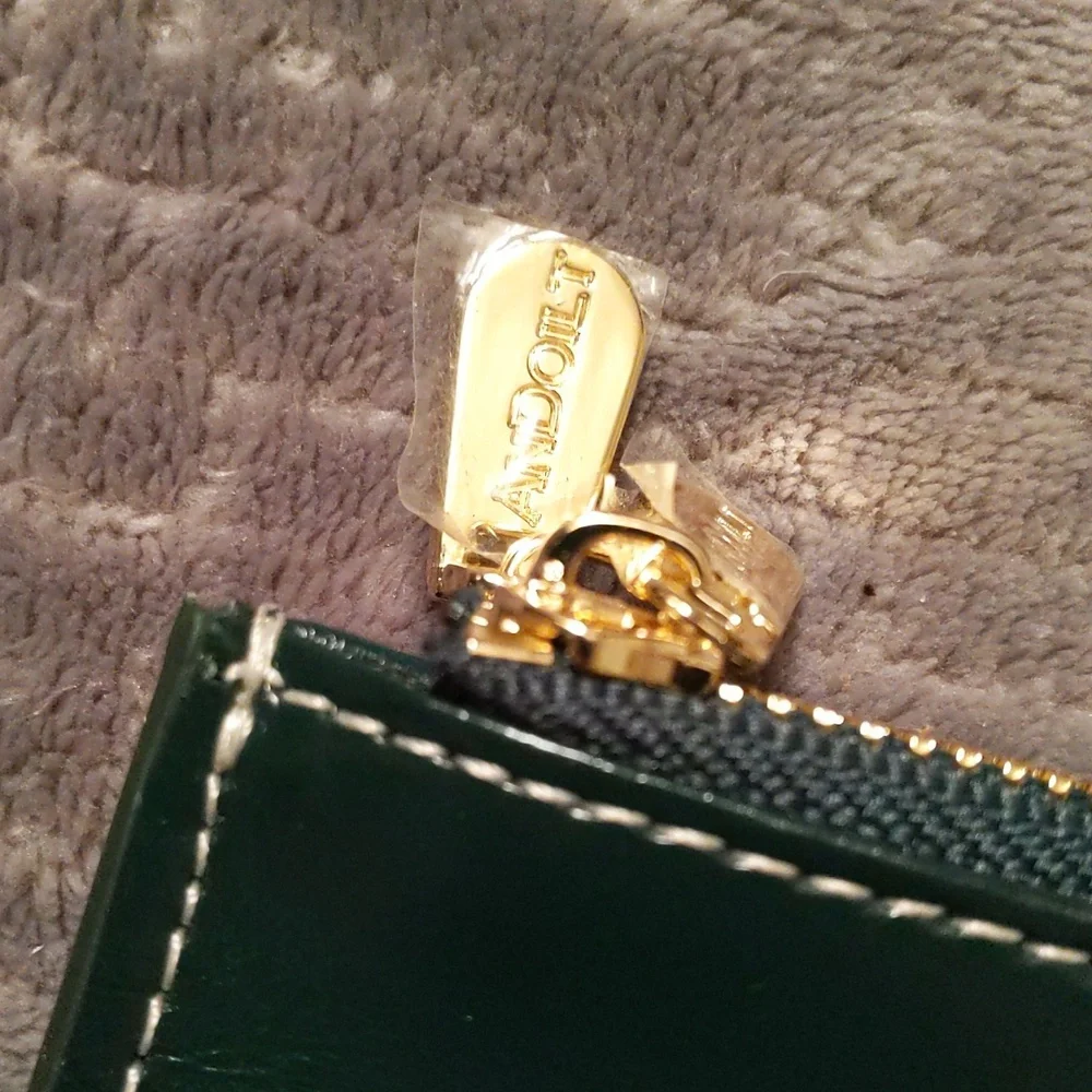 NWOT Andoilt Leather RFID block Long Wallet in Green & Brown with Gold Hardware - Picture 3 of 11